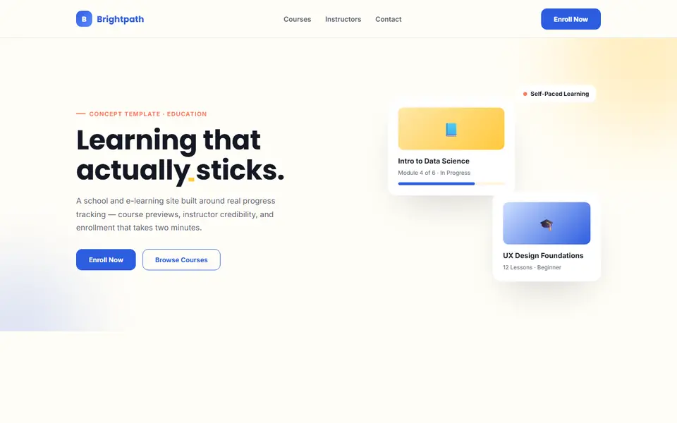 Brightpath Academy, a education concept site built by Creowix