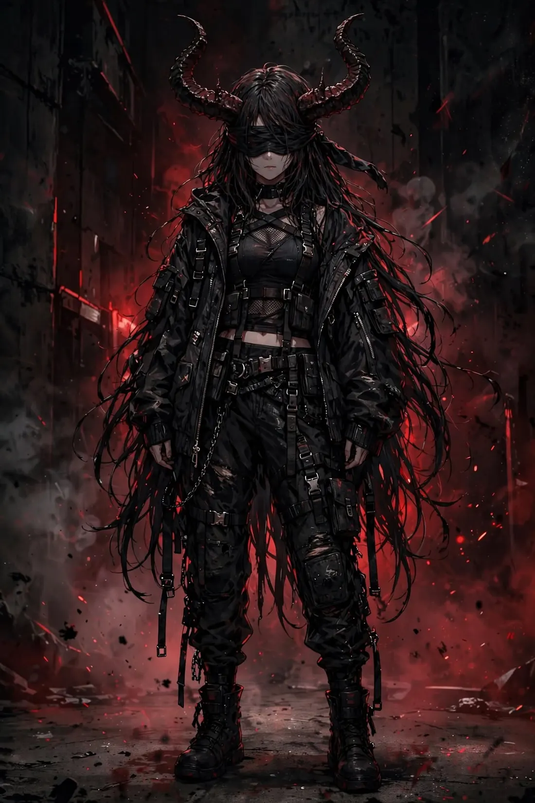 Crimson Oni, character art · dark fantasy by Creowix