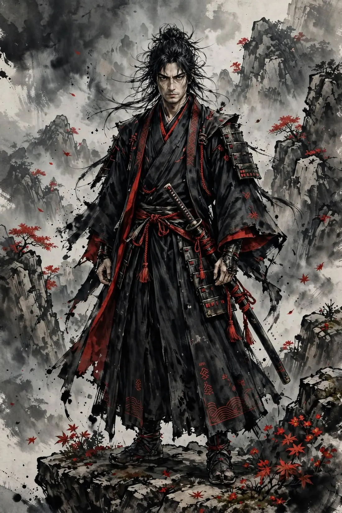 Ink Ronin, character art · ink style by Creowix