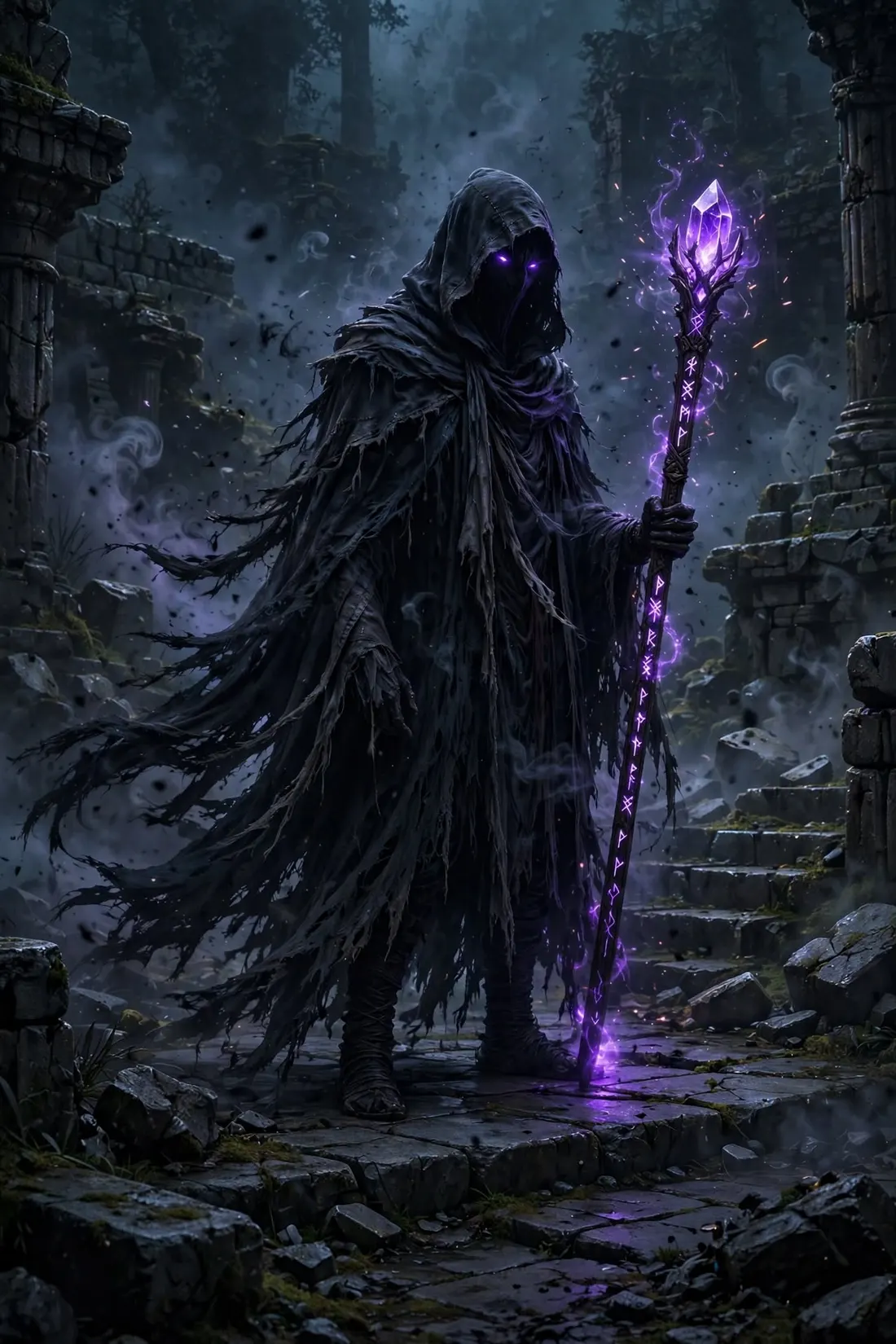 Warden of the Ruins, character art · dark fantasy by Creowix