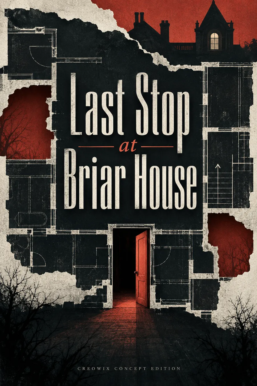 Last Stop at Briar House, psychological suspense · cover concept by Creowix