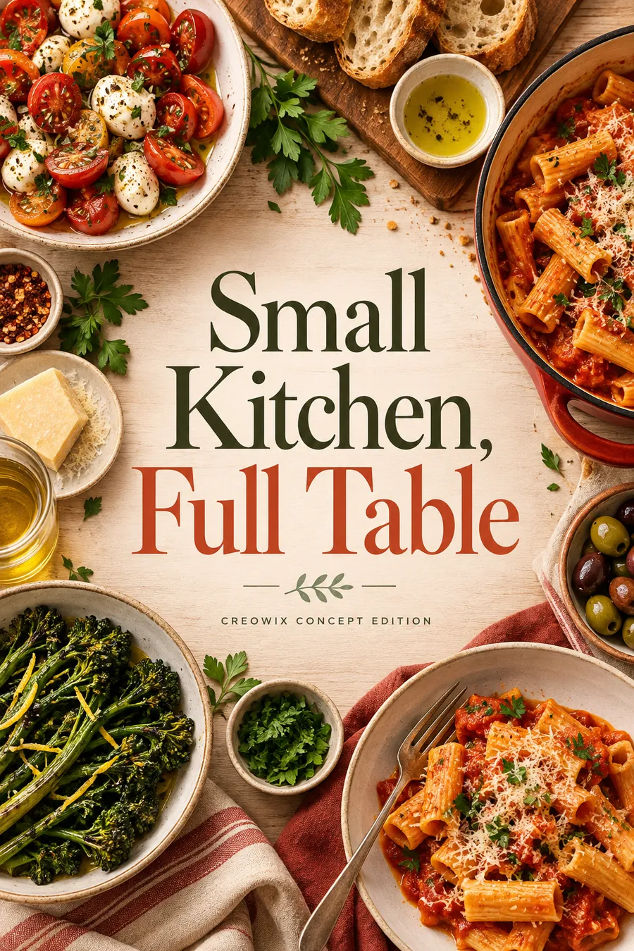 Small Kitchen, Full Table, cookbook · cover concept by Creowix