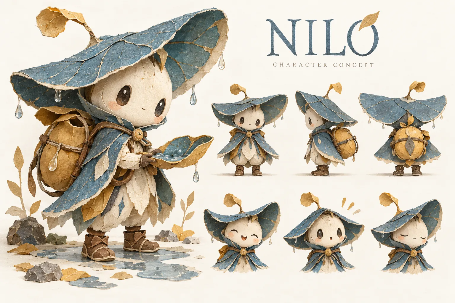 Nilo, the Rain Collector, character design · concept board by Creowix