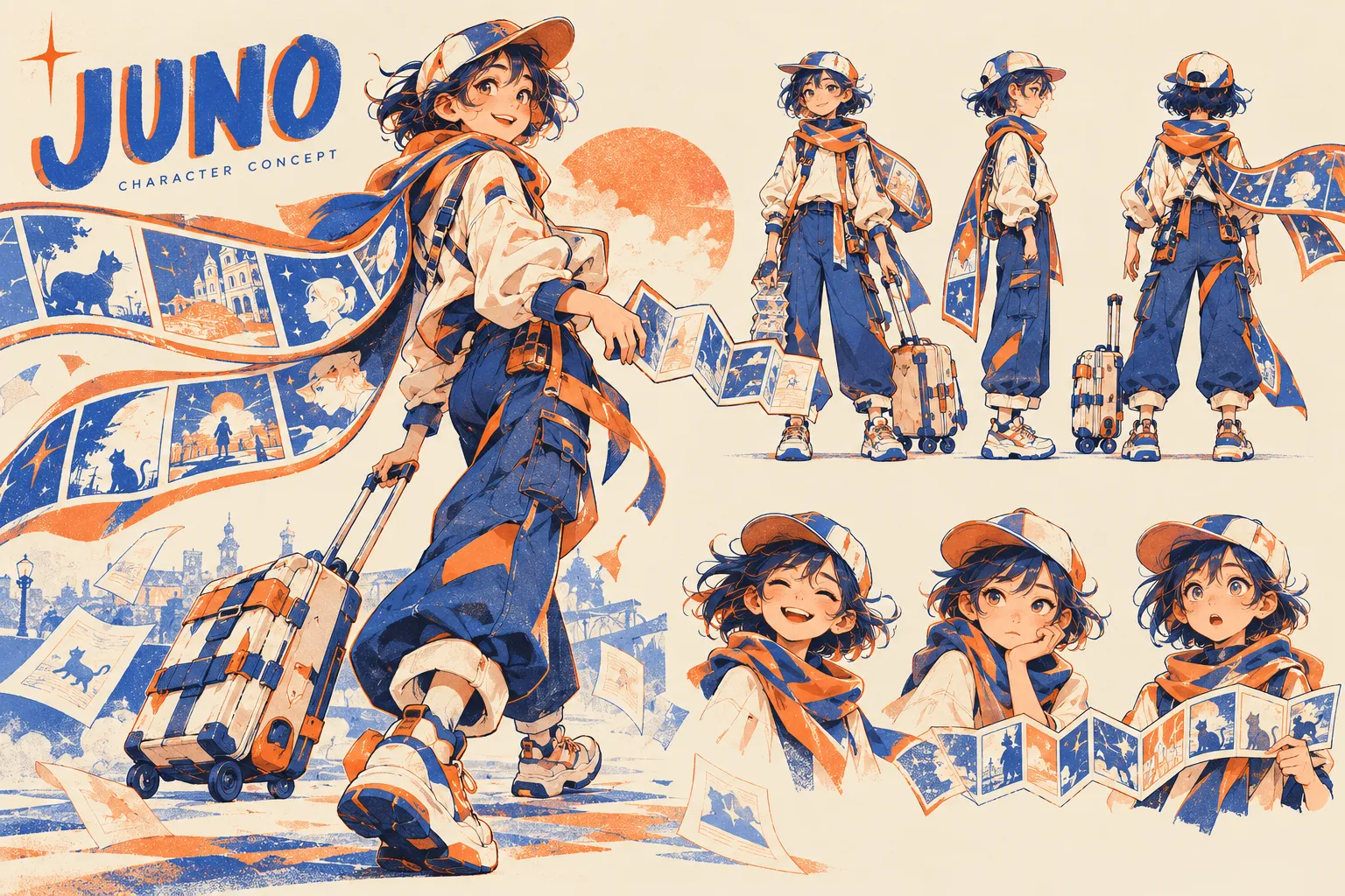 Juno, the Ink Runner, character design · concept board by Creowix