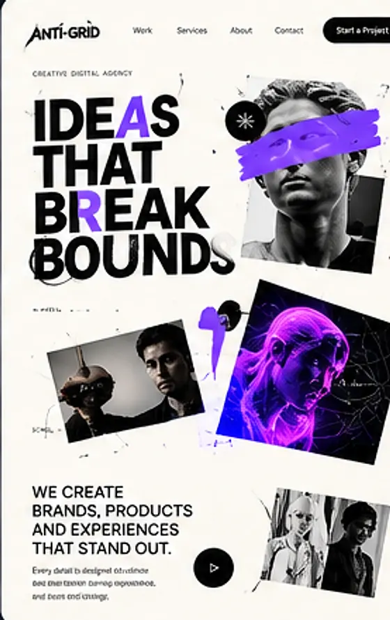 Anti-Grid, creative agency · website design by Creowix