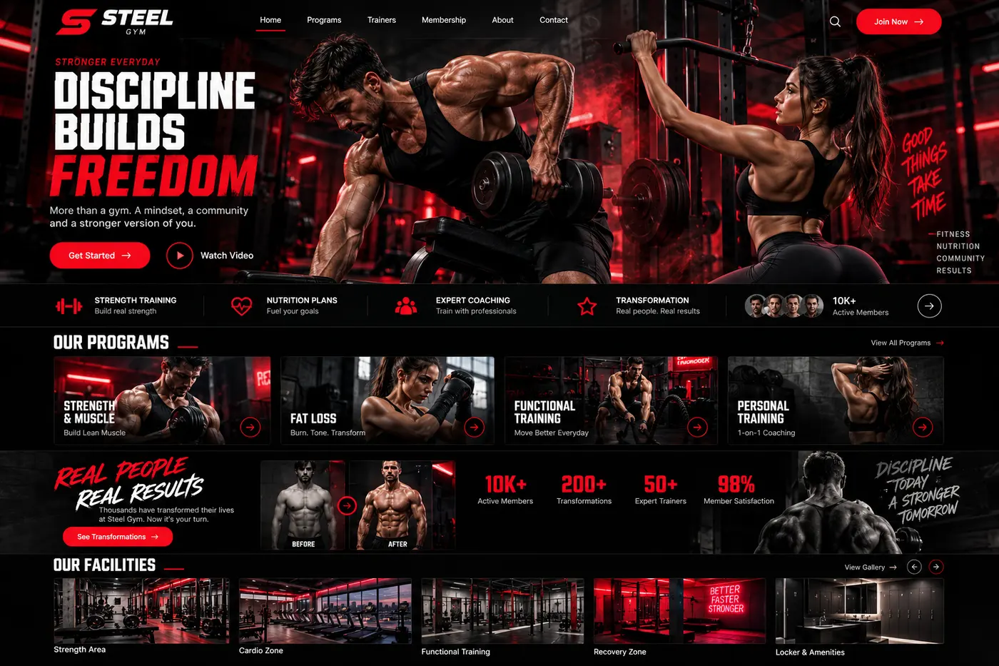 Steel Gym, fitness · web design by Creowix